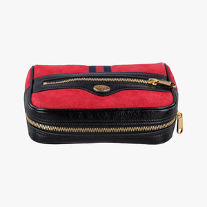 Pre-owned Gucci Ophidia Red×Black Suede× Leather 517076 bum bag/waist bag | stylenewstar