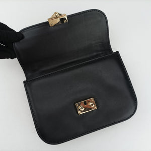 Pre-owned Valentino Rockstud Glam Lock Black Leather  shoulderbag | stylenewstar