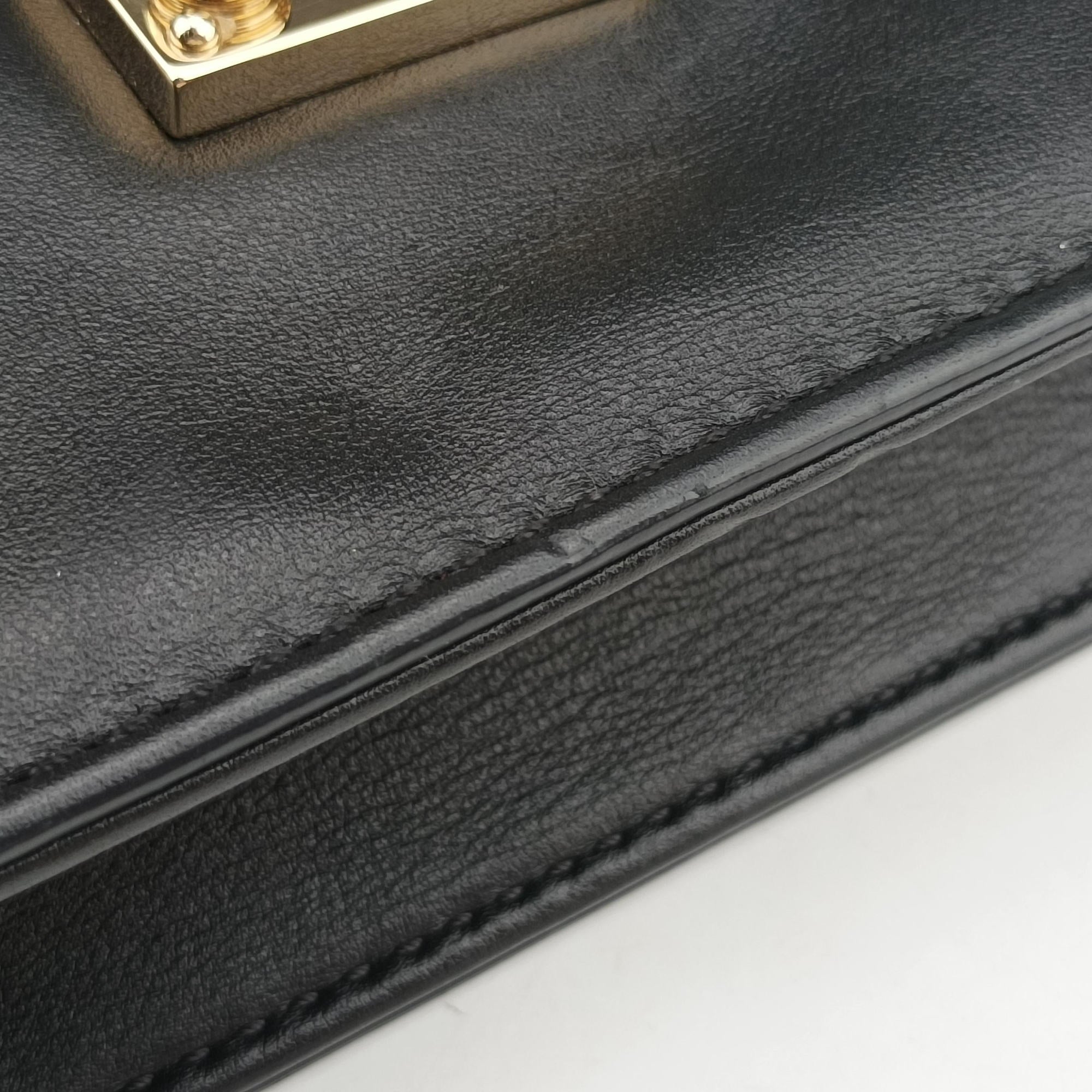 Pre-owned Valentino Rockstud Glam Lock Black Leather  shoulderbag | stylenewstar