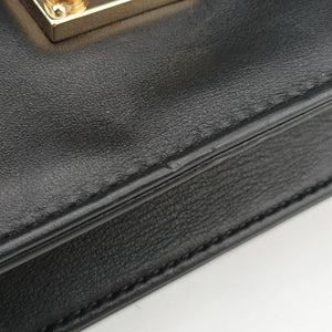 Pre-owned Valentino Rockstud Glam Lock Black Leather  shoulderbag | stylenewstar
