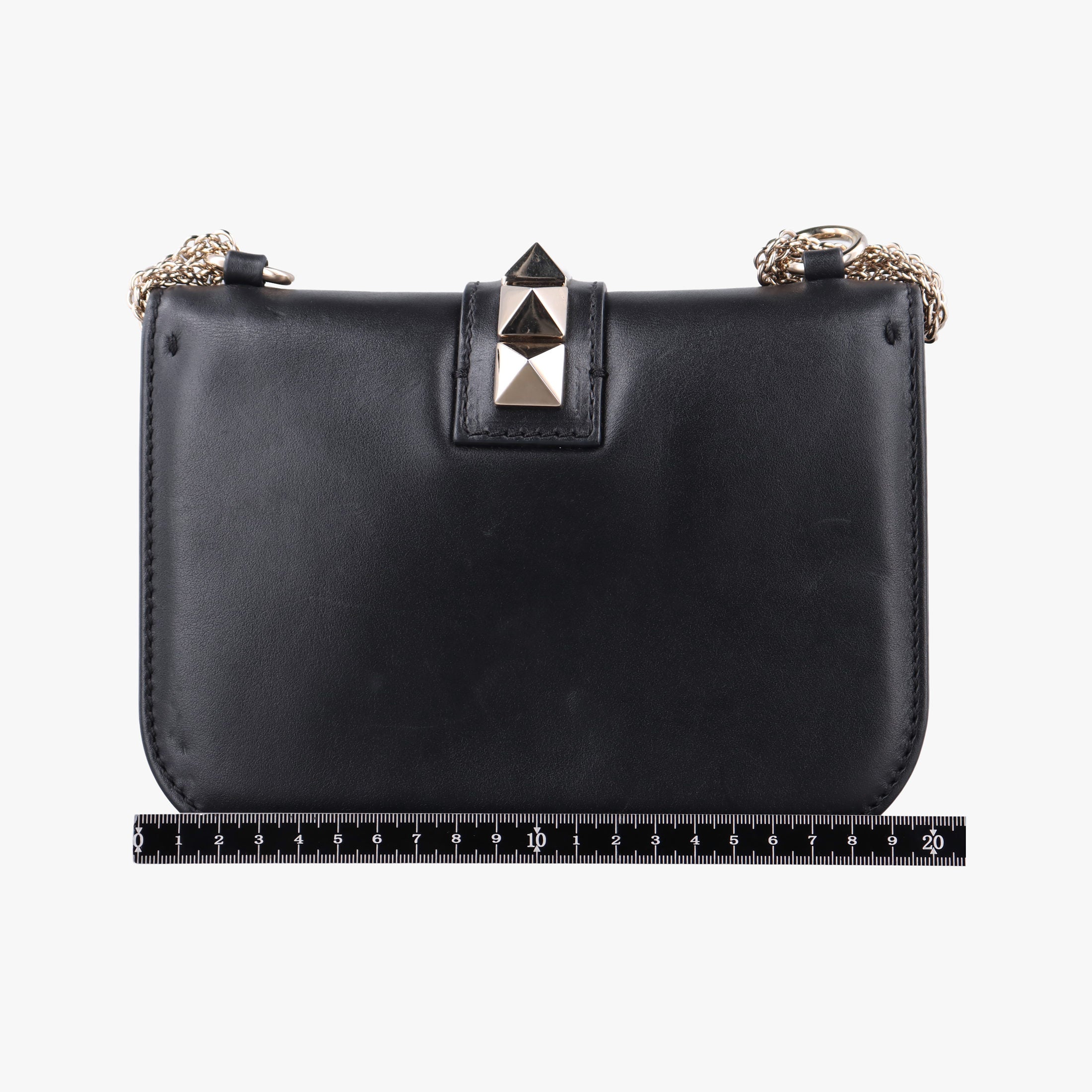 Pre-owned Valentino Rockstud Glam Lock Black Leather  shoulderbag | stylenewstar