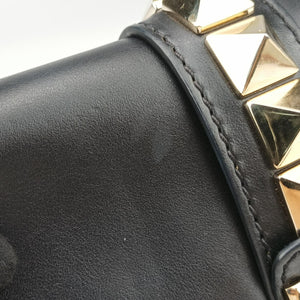 Pre-owned Valentino Rockstud Glam Lock Black Leather  shoulderbag | stylenewstar