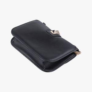 Pre-owned Valentino Rockstud Glam Lock Black Leather  shoulderbag | stylenewstar
