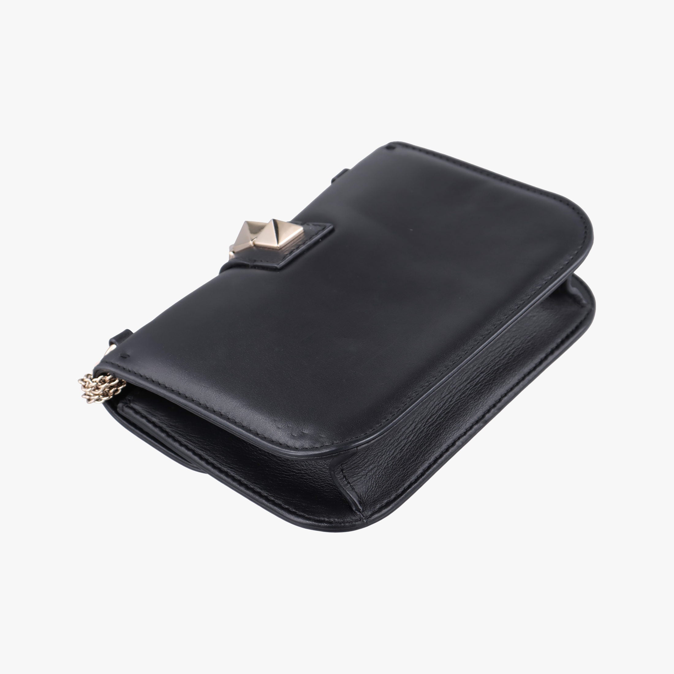 Pre-owned Valentino Rockstud Glam Lock Black Leather  shoulderbag | stylenewstar