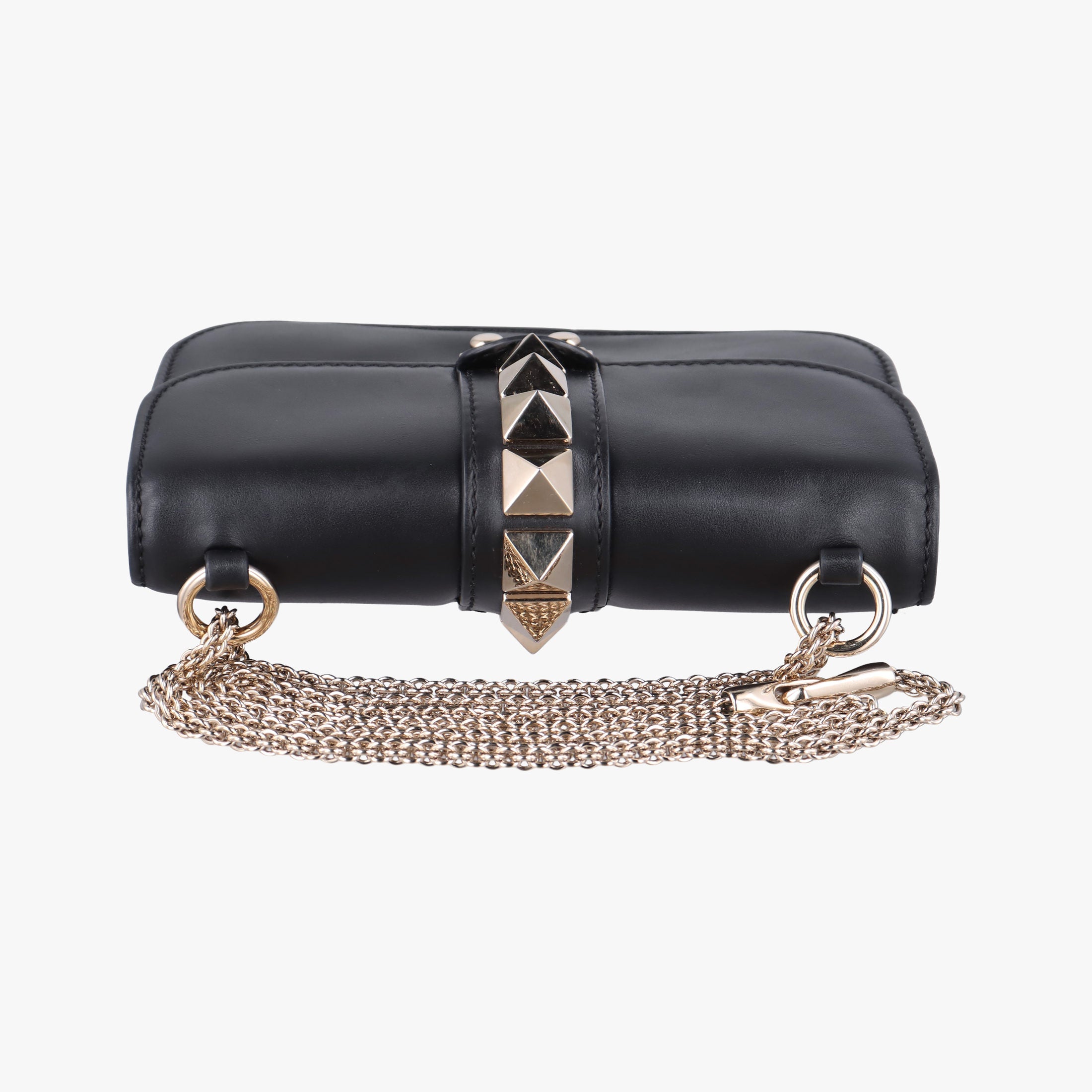 Pre-owned Valentino Rockstud Glam Lock Black Leather  shoulderbag | stylenewstar