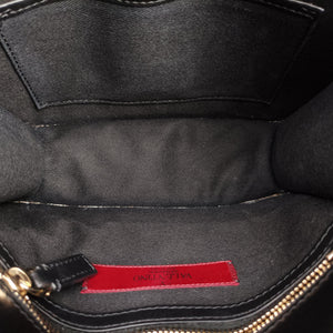 Pre-owned Valentino Rockstud Glam Lock Black Leather  shoulderbag | stylenewstar