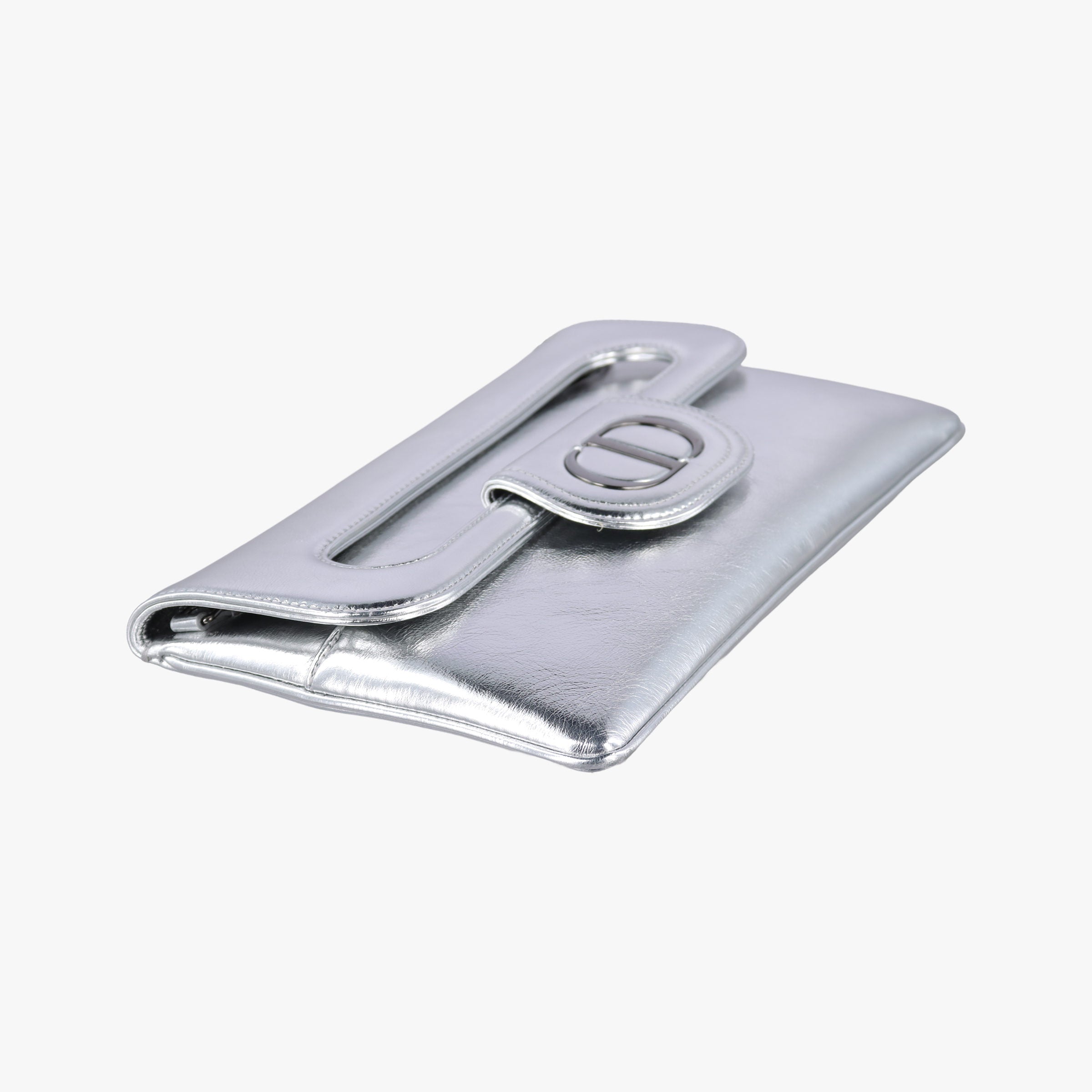 Pre-owned Christian Dior Dior double Medium Silver Leather  shoulderbag | stylenewstar