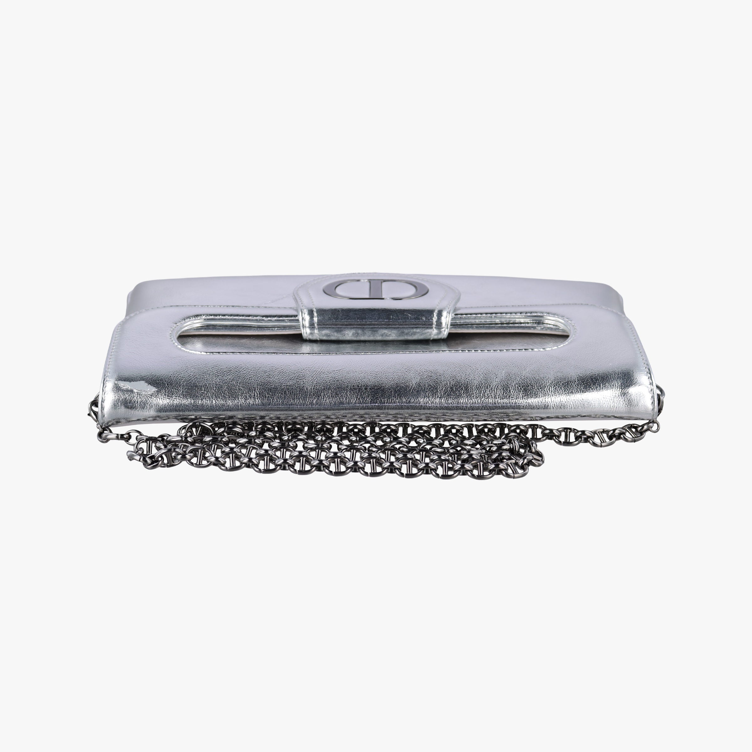 Pre-owned Christian Dior Dior double Medium Silver Leather  shoulderbag | stylenewstar