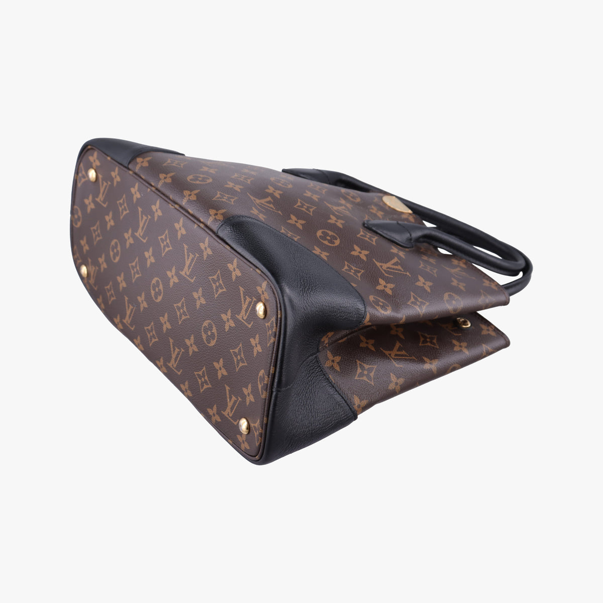 Pre-owned Louis Vuitton Flandrin Brown×Black Monogram canvas×calf leather M41595 handbag | stylenewstar