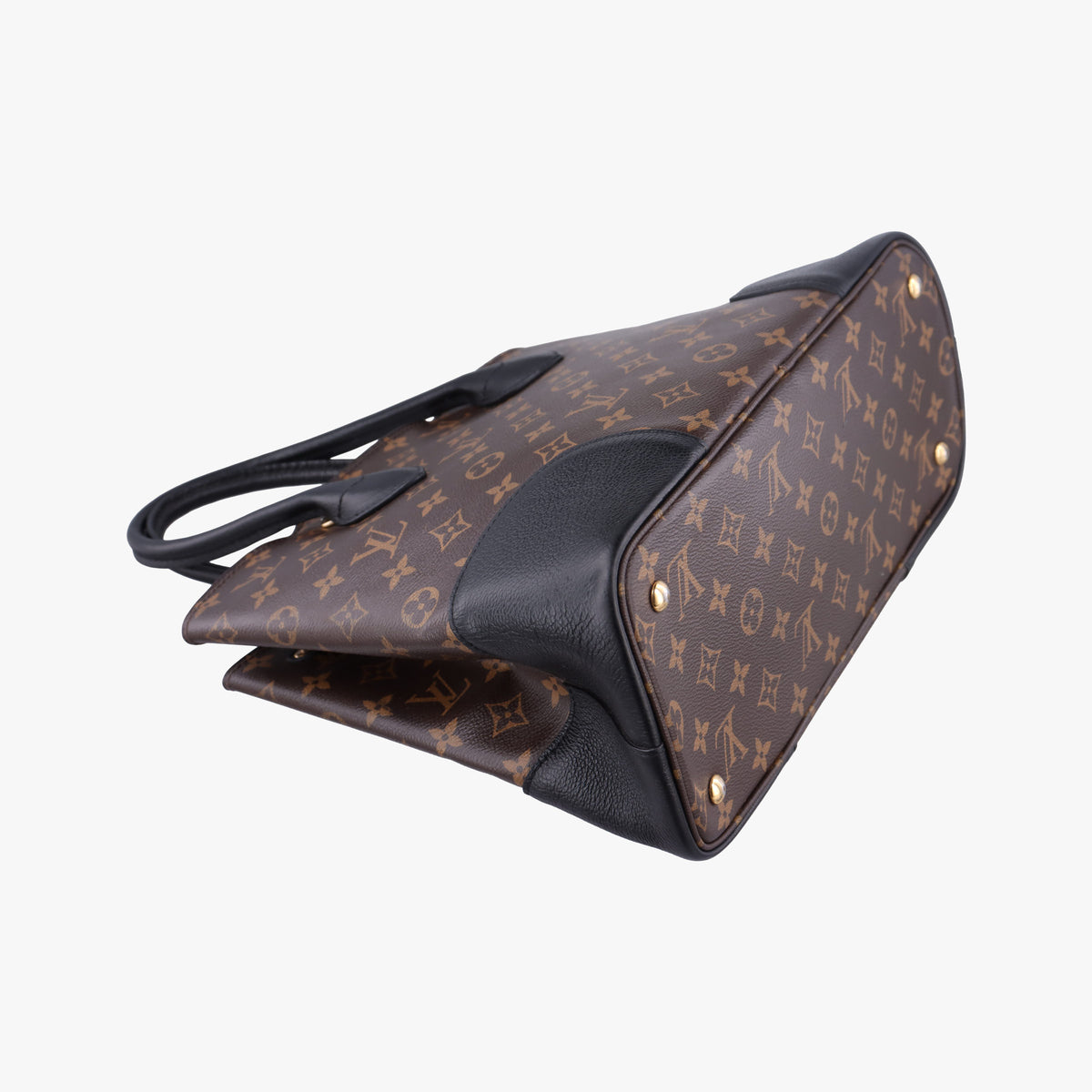 Pre-owned Louis Vuitton Flandrin Brown×Black Monogram canvas×calf leather M41595 handbag | stylenewstar