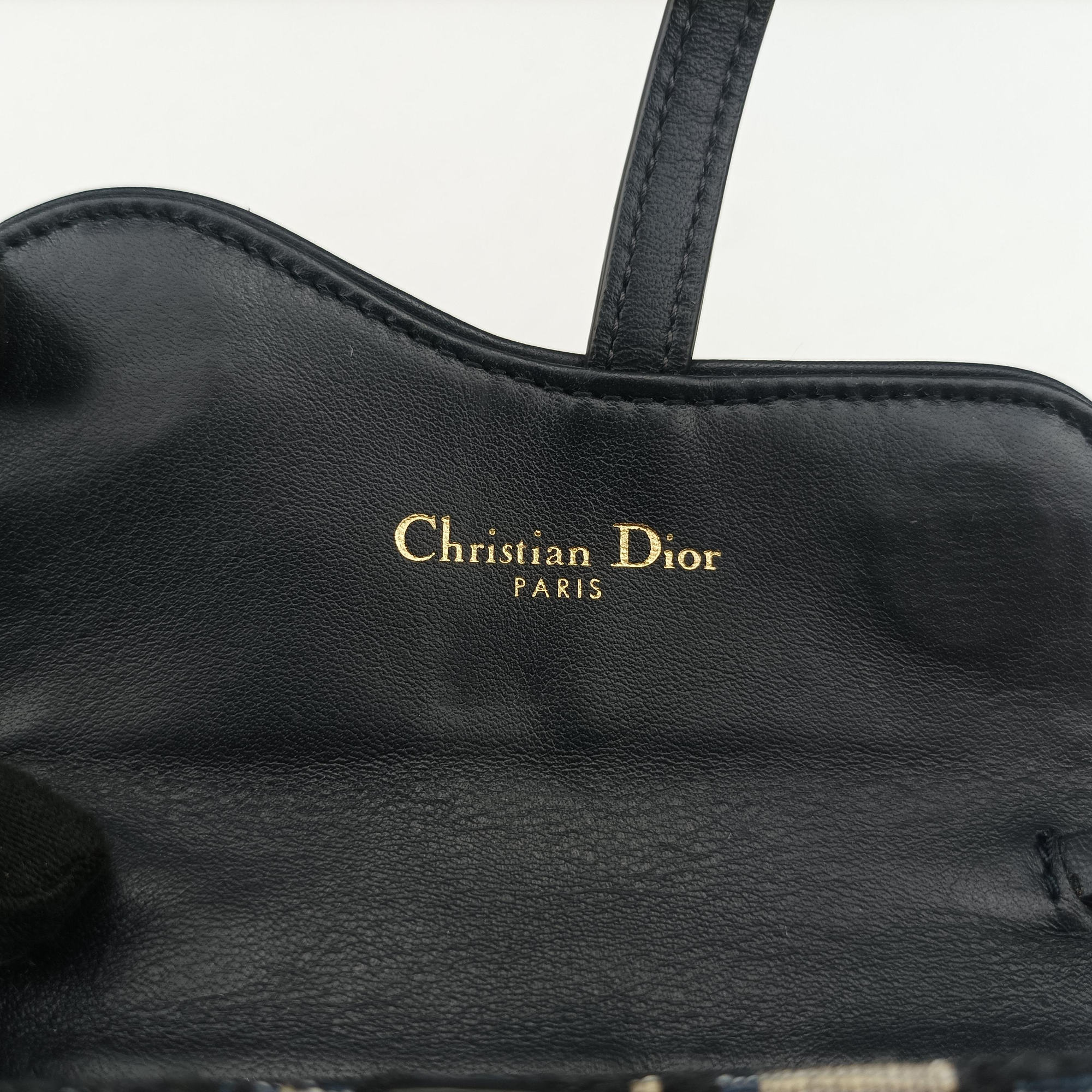 Secondhand Christian Dior Saddle Navy×Gray jacquard  shoulderbag | stylenewstar