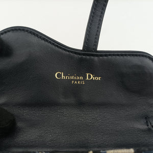 Secondhand Christian Dior Saddle Navy×Gray jacquard  shoulderbag | stylenewstar