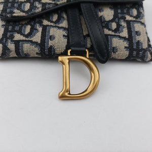 Secondhand Christian Dior Saddle Navy×Gray jacquard  shoulderbag | stylenewstar