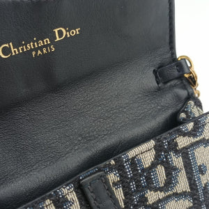 Secondhand Christian Dior Saddle Navy×Gray jacquard  shoulderbag | stylenewstar