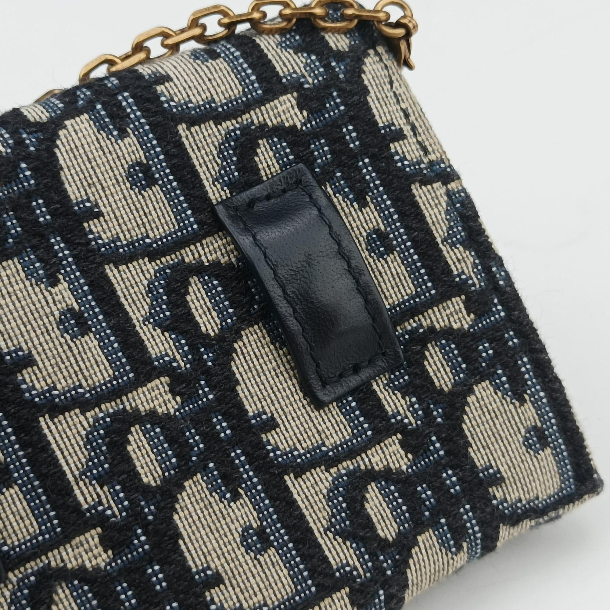 Secondhand Christian Dior Saddle Navy×Gray jacquard  shoulderbag | stylenewstar