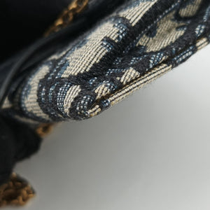 Secondhand Christian Dior Saddle Navy×Gray jacquard  shoulderbag | stylenewstar