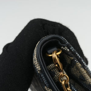 Secondhand Christian Dior Saddle Navy×Gray jacquard  shoulderbag | stylenewstar