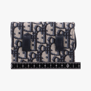 Secondhand Christian Dior Saddle Navy×Gray jacquard  shoulderbag | stylenewstar