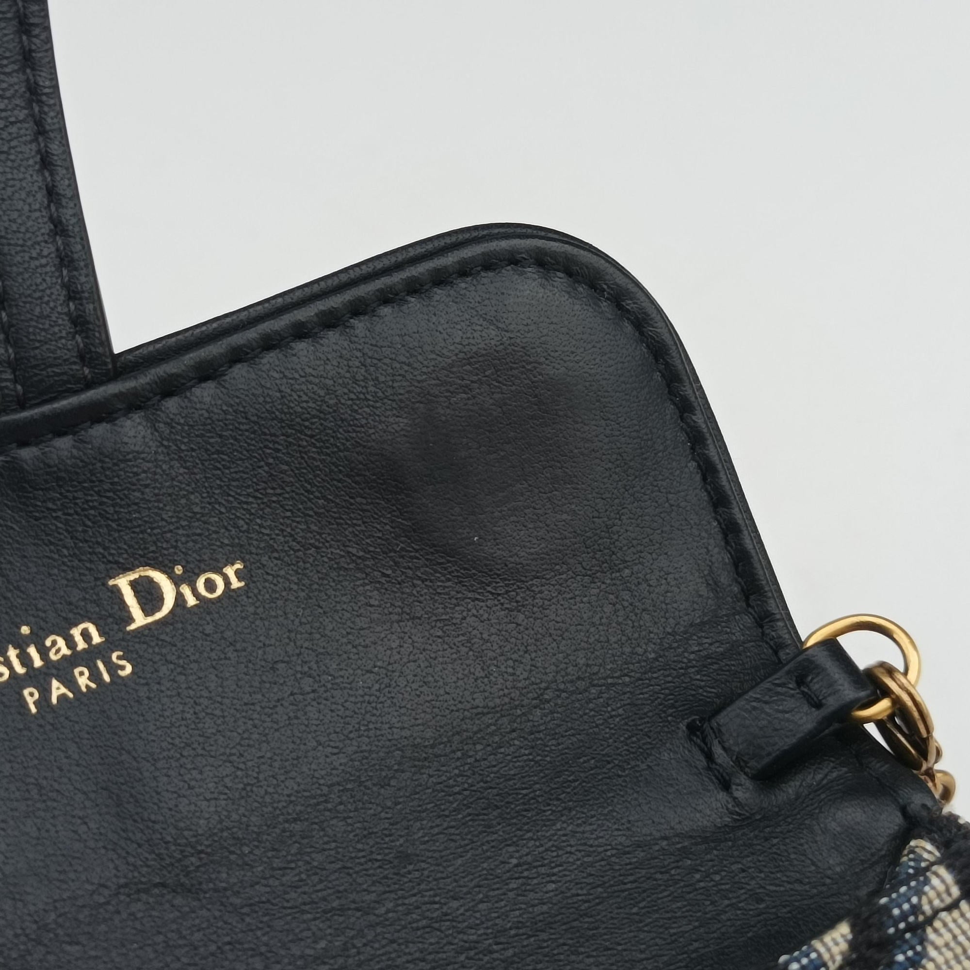 Secondhand Christian Dior Saddle Navy×Gray jacquard  shoulderbag | stylenewstar