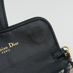 Secondhand Christian Dior Saddle Navy×Gray jacquard  shoulderbag | stylenewstar