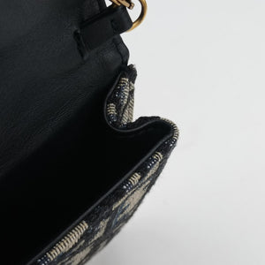 Secondhand Christian Dior Saddle Navy×Gray jacquard  shoulderbag | stylenewstar