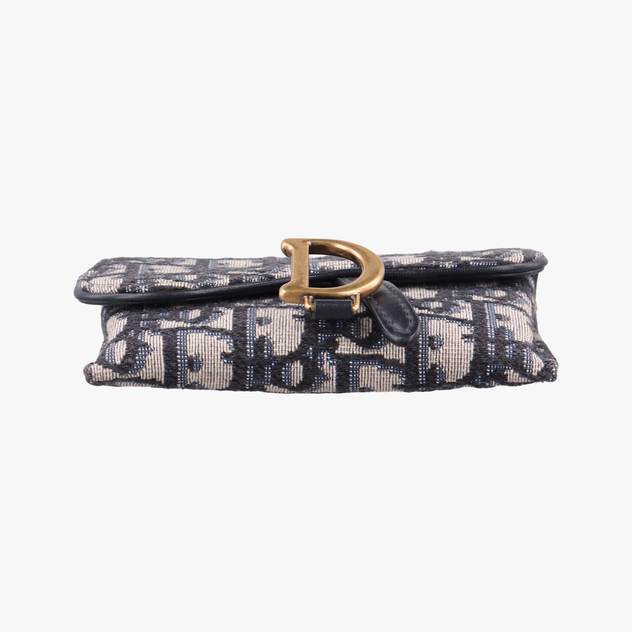Secondhand Christian Dior Saddle Navy×Gray jacquard  shoulderbag | stylenewstar
