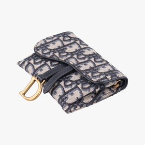 Secondhand Christian Dior Saddle Navy×Gray jacquard  shoulderbag | stylenewstar