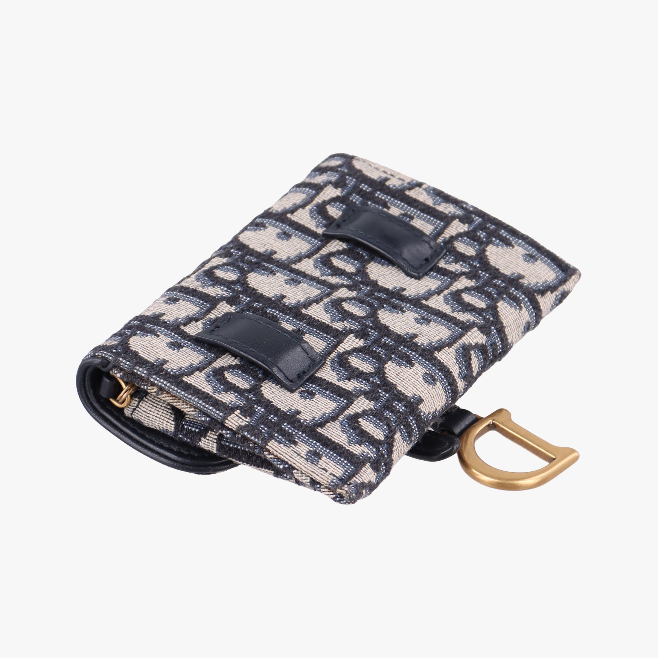 Secondhand Christian Dior Saddle Navy×Gray jacquard  shoulderbag | stylenewstar
