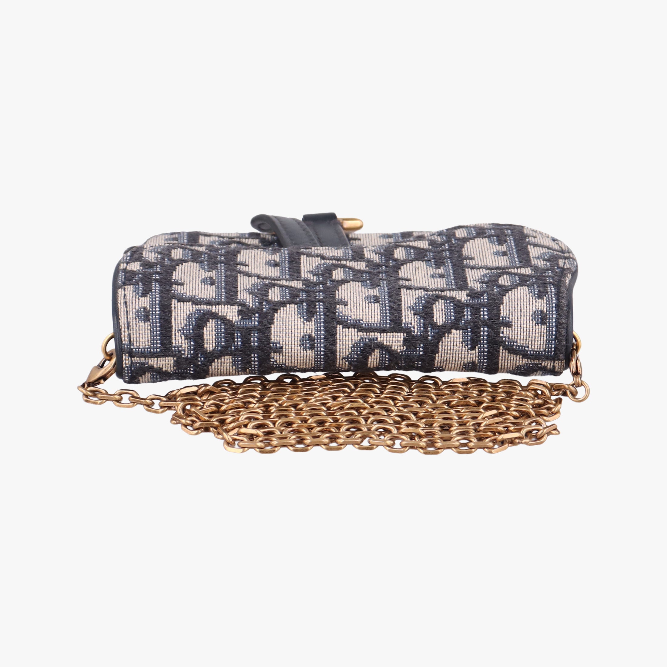 Secondhand Christian Dior Saddle Navy×Gray jacquard  shoulderbag | stylenewstar
