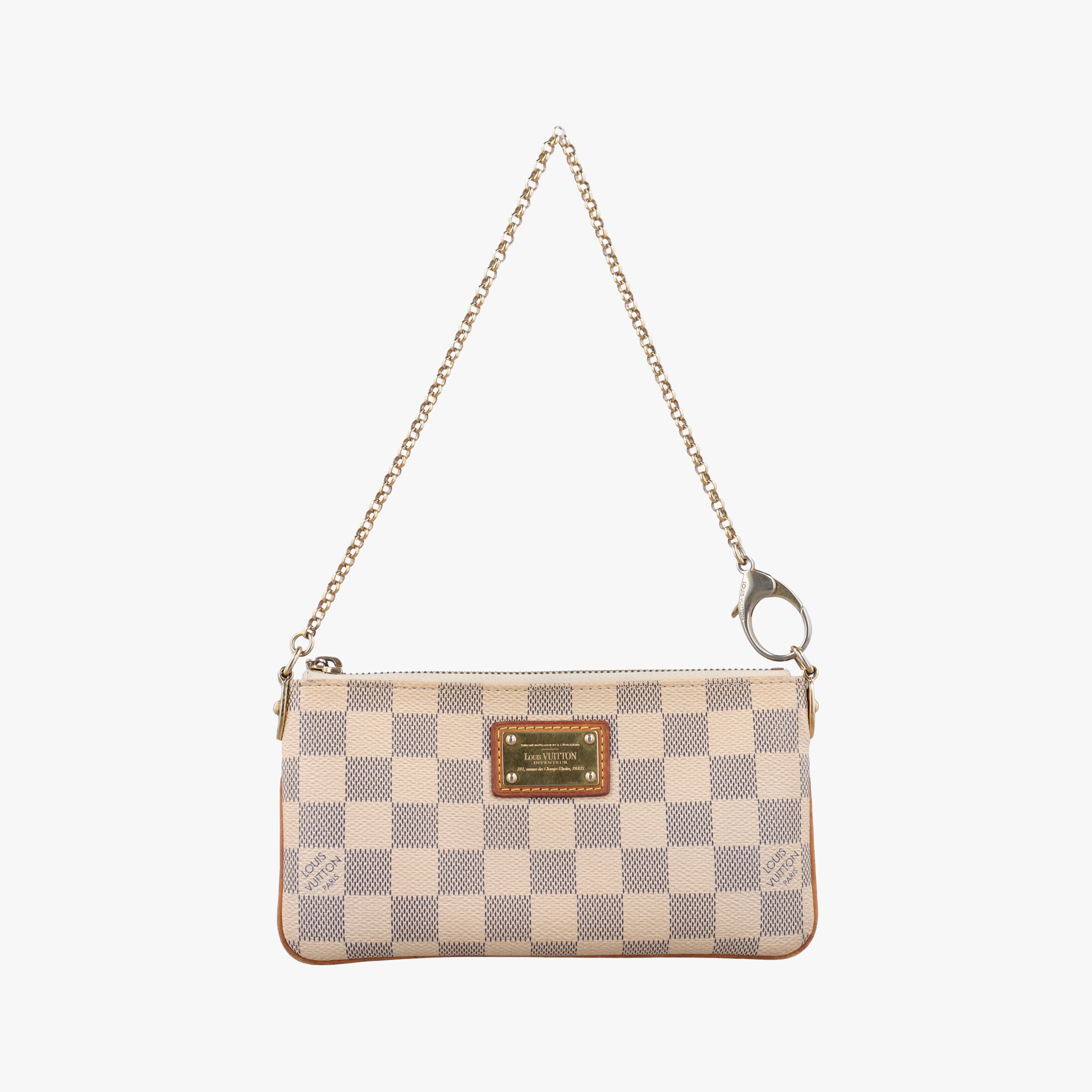 Pre-owned Louis Vuitton Pochette Mila MM AZUR Damier Canvas N60027 handbag | stylenewstar