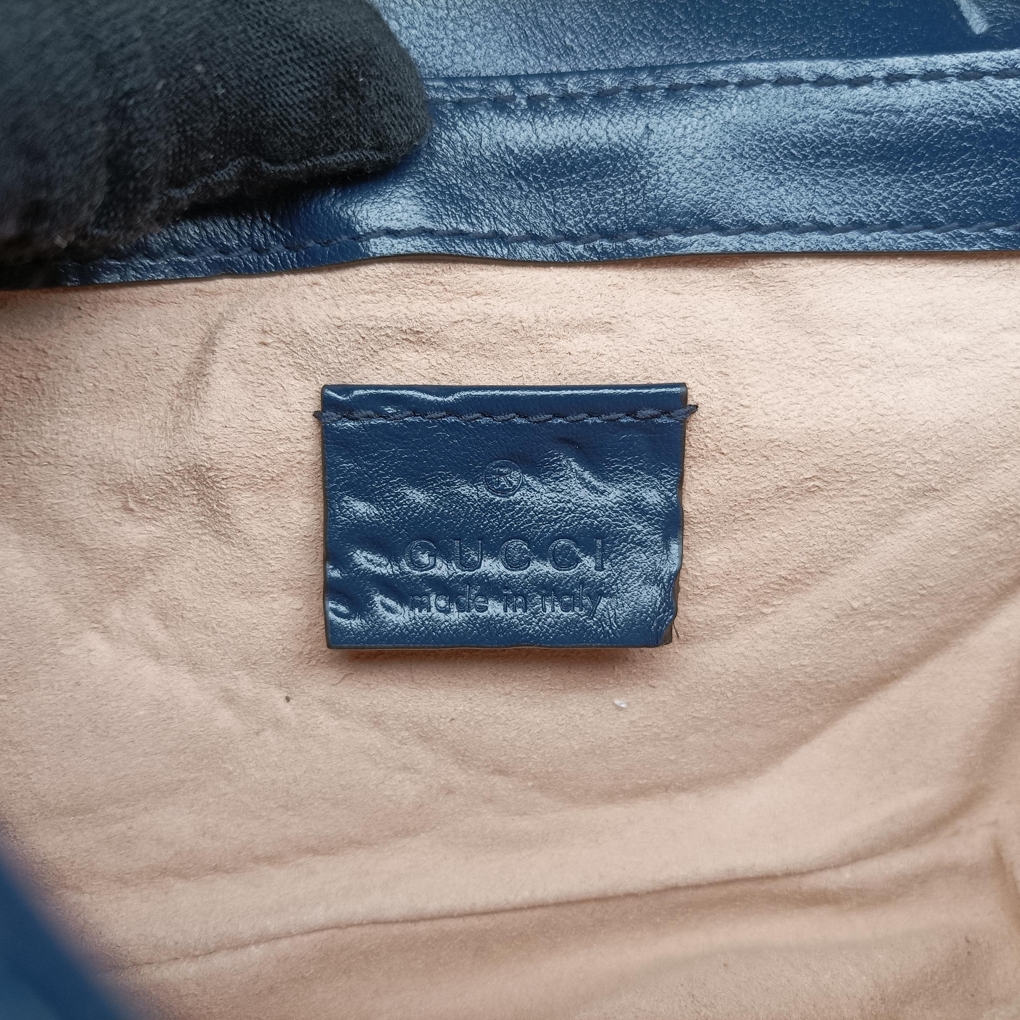 Pre-owned Gucci GG Marmont White×blue Leather 574969 shoulderbag | stylenewstar