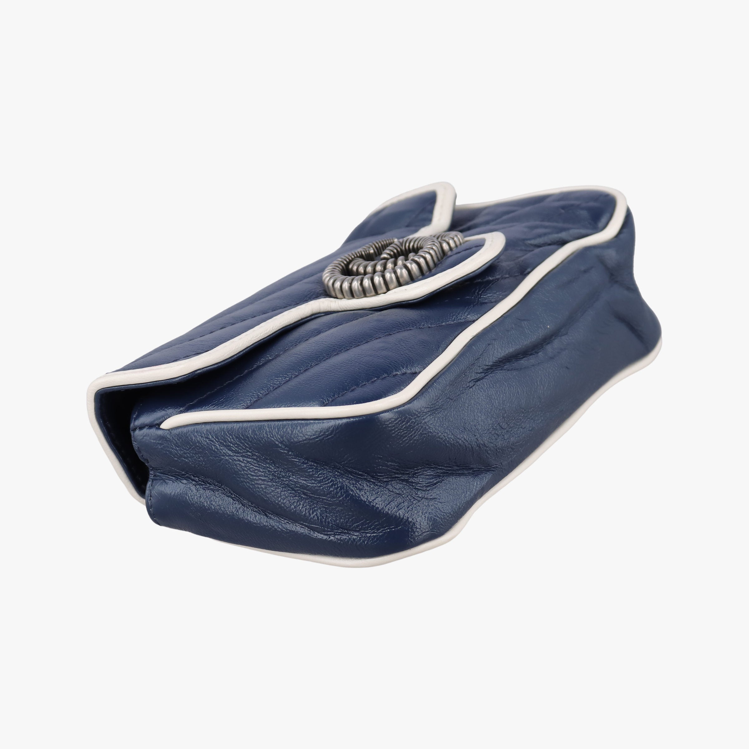 Pre-owned Gucci GG Marmont White×blue Leather 574969 shoulderbag | stylenewstar