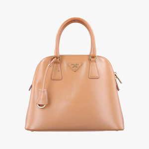 Pre-owned Prada Promenade Beige SAFFIANO patent BN2567 handbag | stylenewstar