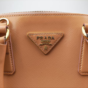 Pre-owned Prada Promenade Beige SAFFIANO patent BN2567 handbag | stylenewstar