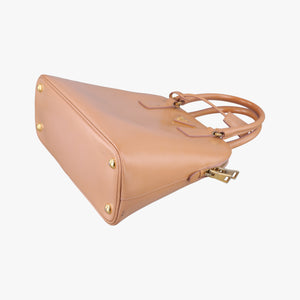 Pre-owned Prada Promenade Beige SAFFIANO patent BN2567 handbag | stylenewstar