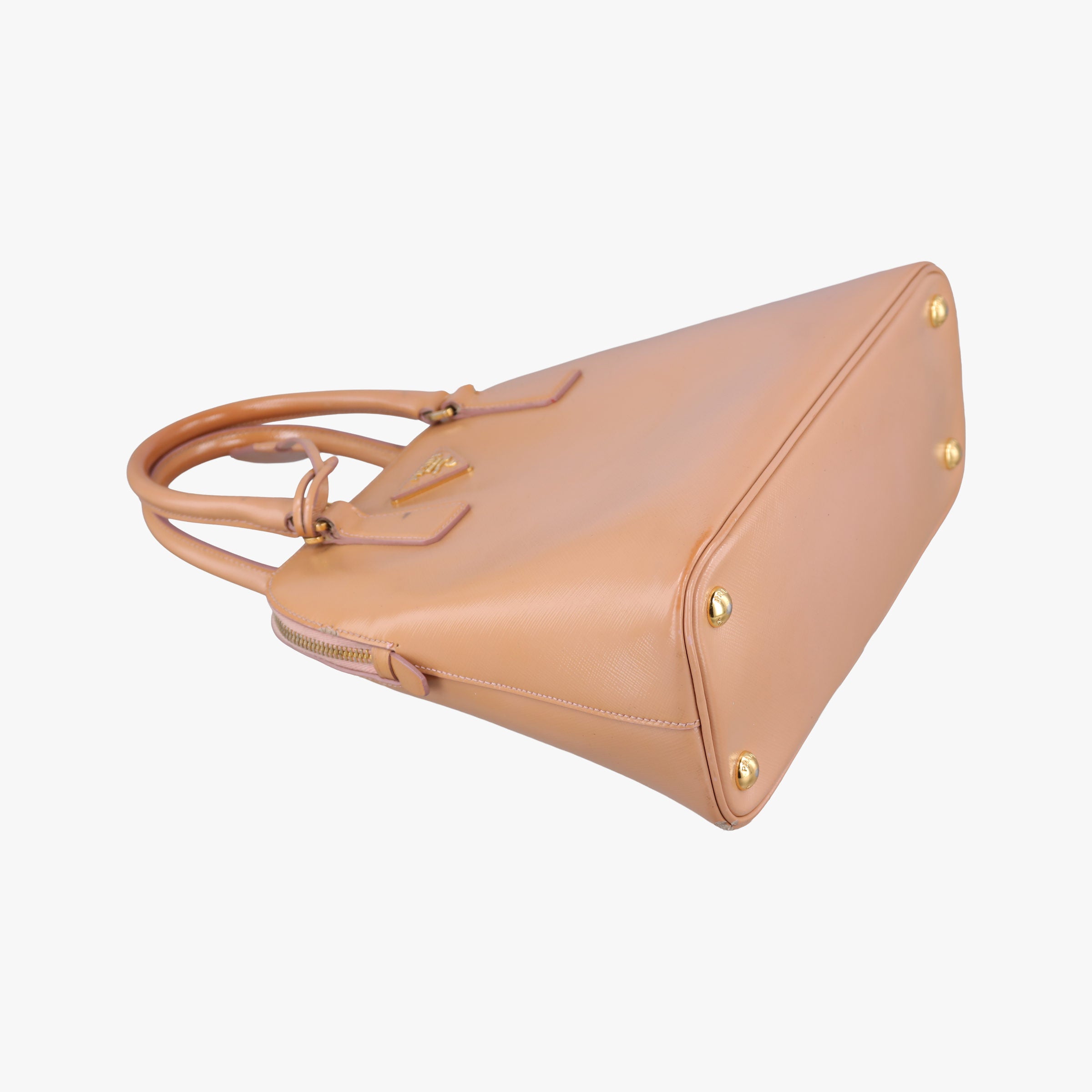 Pre-owned Prada Promenade Beige SAFFIANO patent BN2567 handbag | stylenewstar