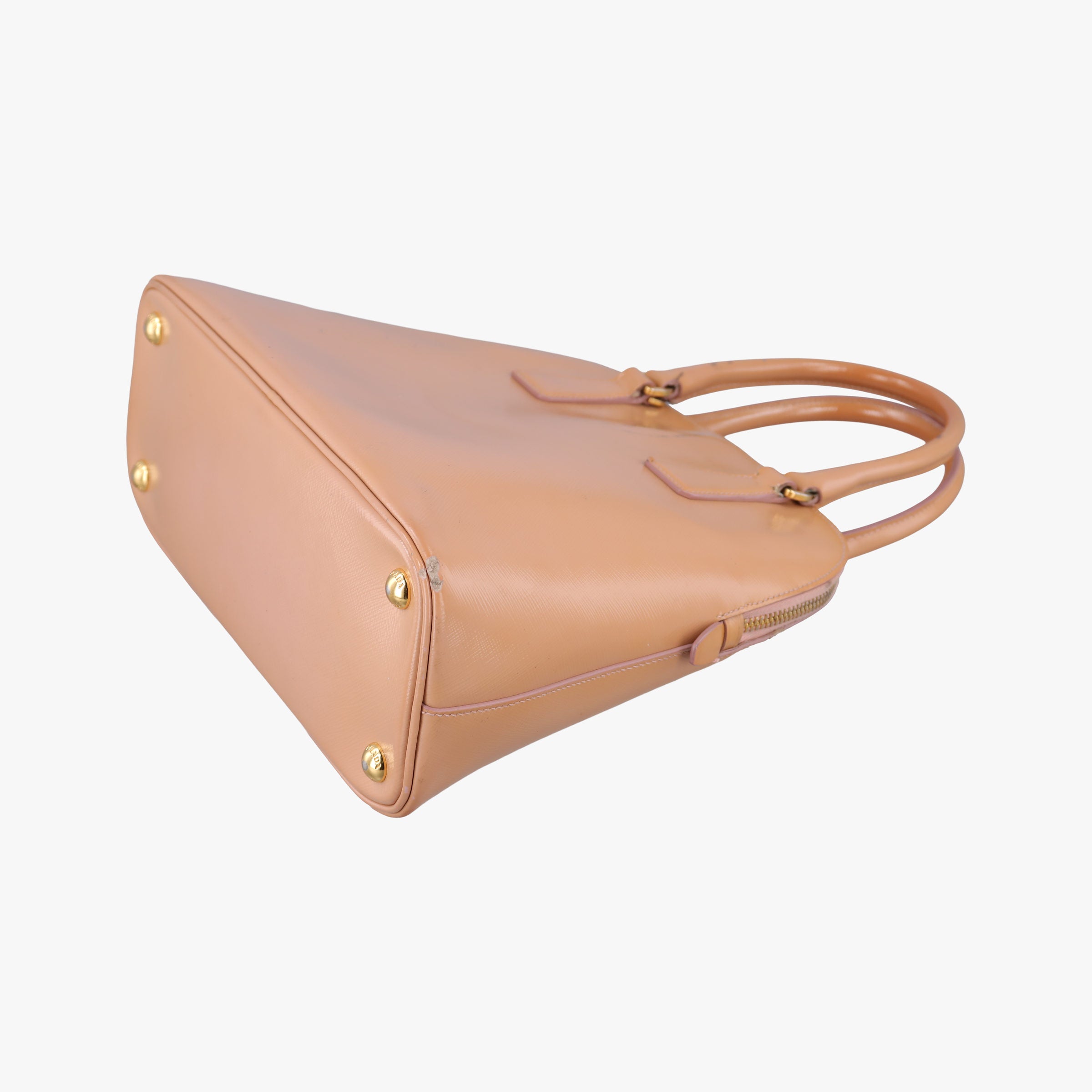 Pre-owned Prada Promenade Beige SAFFIANO patent BN2567 handbag | stylenewstar