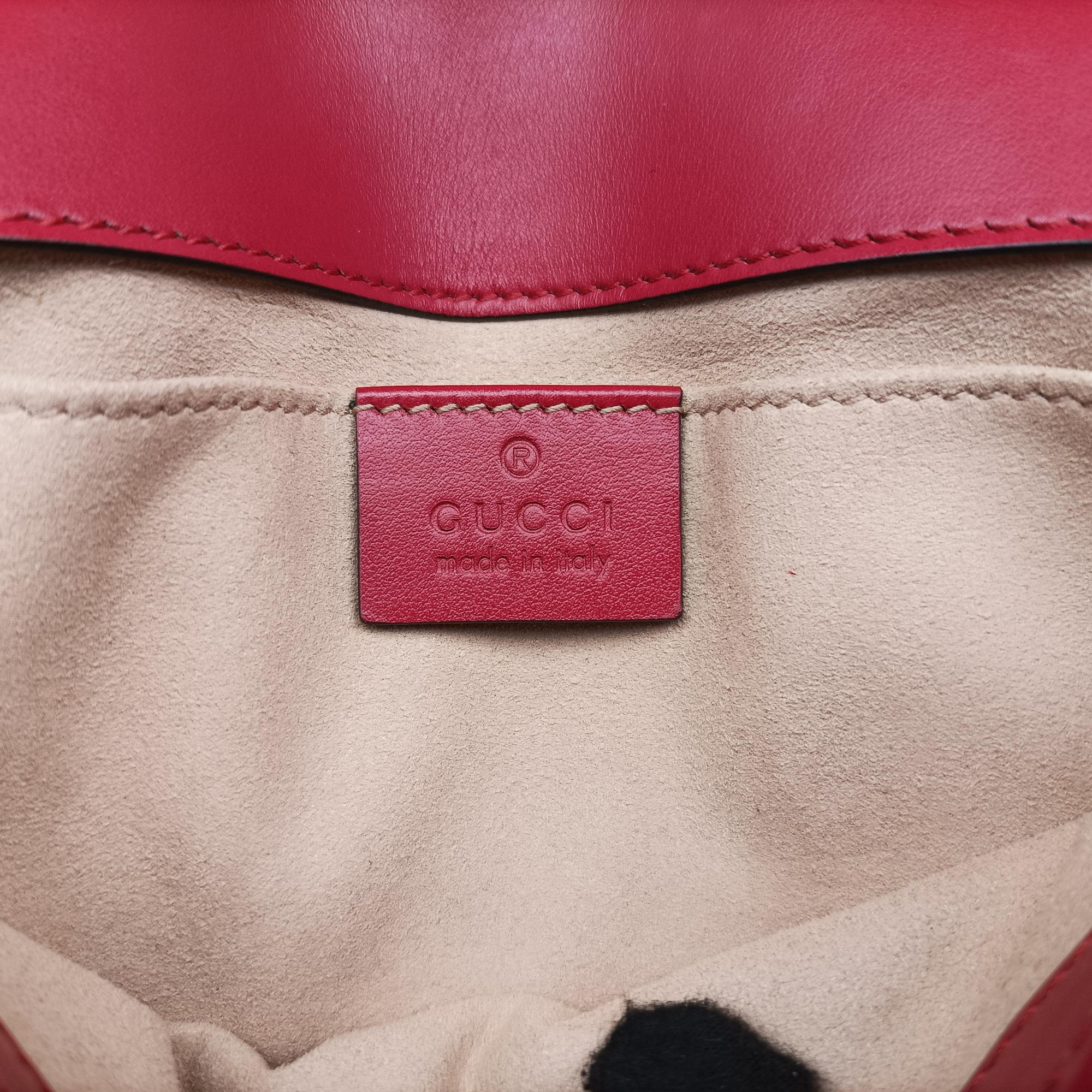 Pre-owned Gucci GG Marmont Red Leather 446744 shoulderbag | stylenewstar