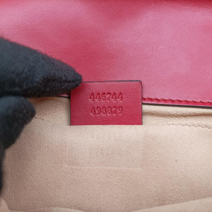 Pre-owned Gucci GG Marmont Red Leather 446744 shoulderbag | stylenewstar