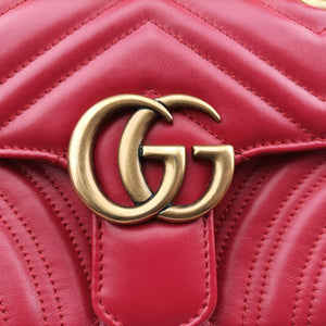 Pre-owned Gucci GG Marmont Red Leather 446744 shoulderbag | stylenewstar