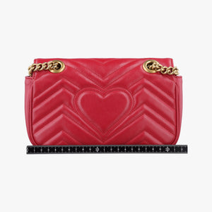 Pre-owned Gucci GG Marmont Red Leather 446744 shoulderbag | stylenewstar