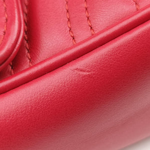 Pre-owned Gucci GG Marmont Red Leather 446744 shoulderbag | stylenewstar