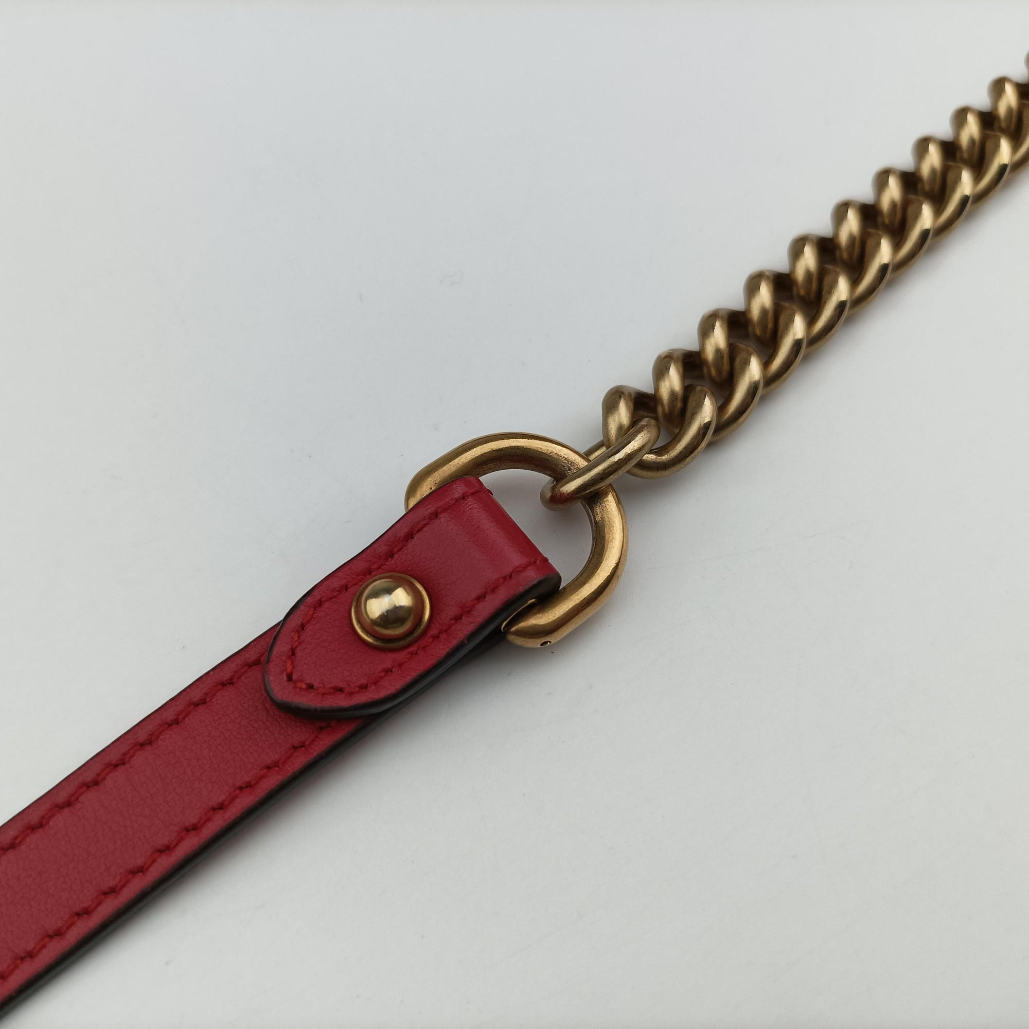 Pre-owned Gucci GG Marmont Red Leather 446744 shoulderbag | stylenewstar