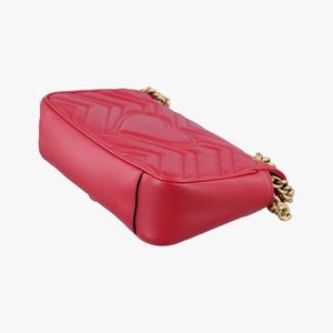 Pre-owned Gucci GG Marmont Red Leather 446744 shoulderbag | stylenewstar