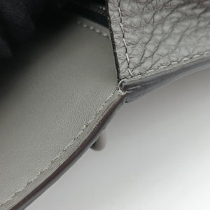 Pre-owned Fendi FF Logo Baguette slim Grey Leather 7M0295 shoulderbag | stylenewstar