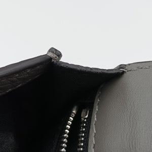 Pre-owned Fendi FF Logo Baguette slim Grey Leather 7M0295 shoulderbag | stylenewstar