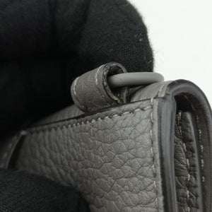 Pre-owned Fendi FF Logo Baguette slim Grey Leather 7M0295 shoulderbag | stylenewstar