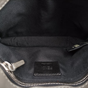 Pre-owned Fendi FF Logo Baguette slim Grey Leather 7M0295 shoulderbag | stylenewstar