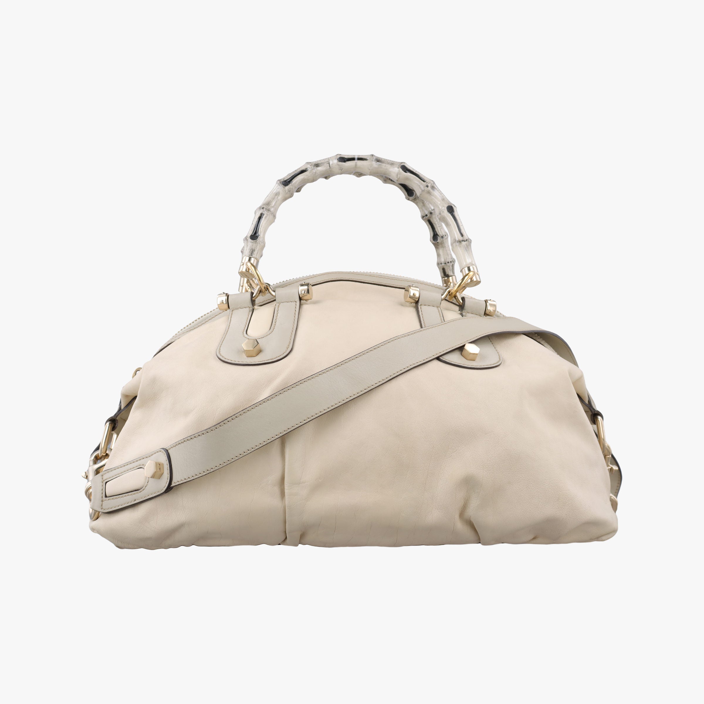 Pre-owned Gucci Bamboo Pop Beige Leather 189867 shoulderbag | stylenewstar