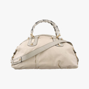 Pre-owned Gucci Bamboo Pop Beige Leather 189867 shoulderbag | stylenewstar